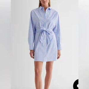 Express Boyfriend Poplin Portofino Striped Shirt Dress Size Large